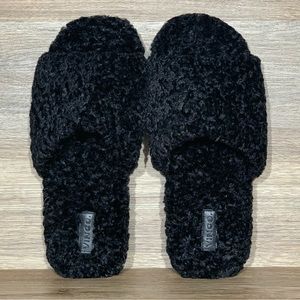Vince Kit-B Black Faux Fur Shearling Slipper Slide Sz- 11